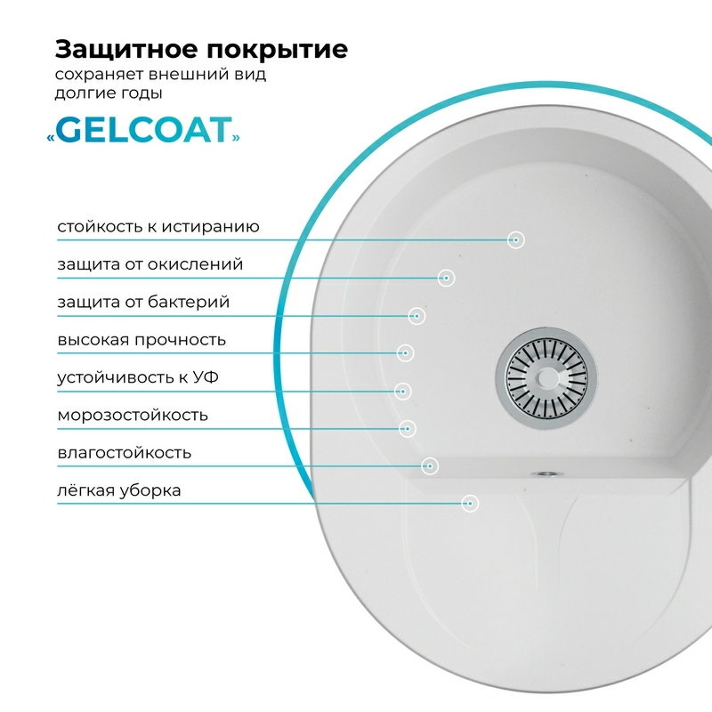Кухонная мойка Polygran Atol-620 "Белый Хлопок"