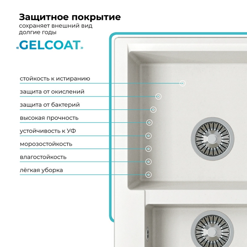 Кухонная мойка Polygran Brig-620 "Белый Хлопок"