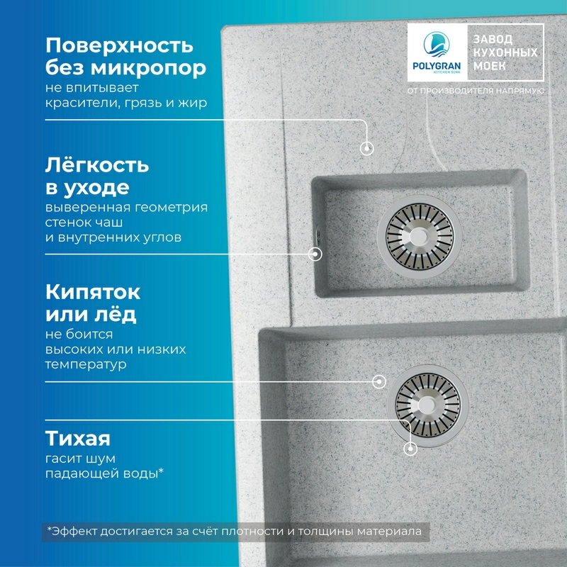Кухонная мойка Polygran Brig-770 "Светло-Серый"