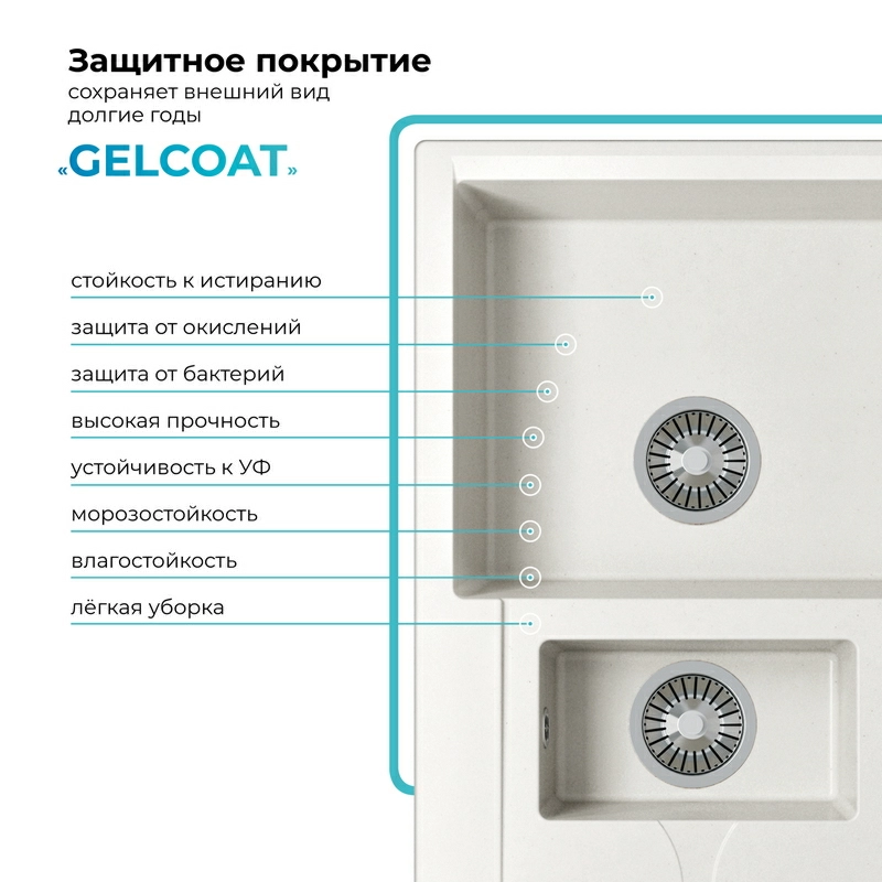 Кухонная мойка Polygran Brig-870 "Белый Хлопок"