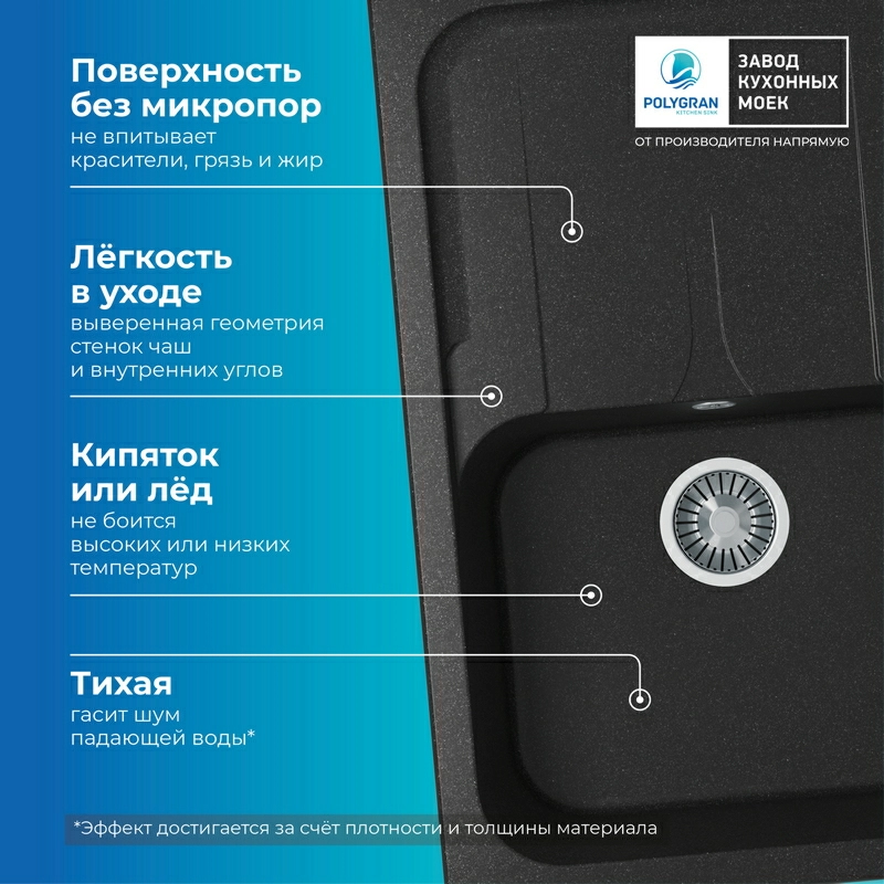 Кухонная мойка Polygran Alto-780 "Чёрный"