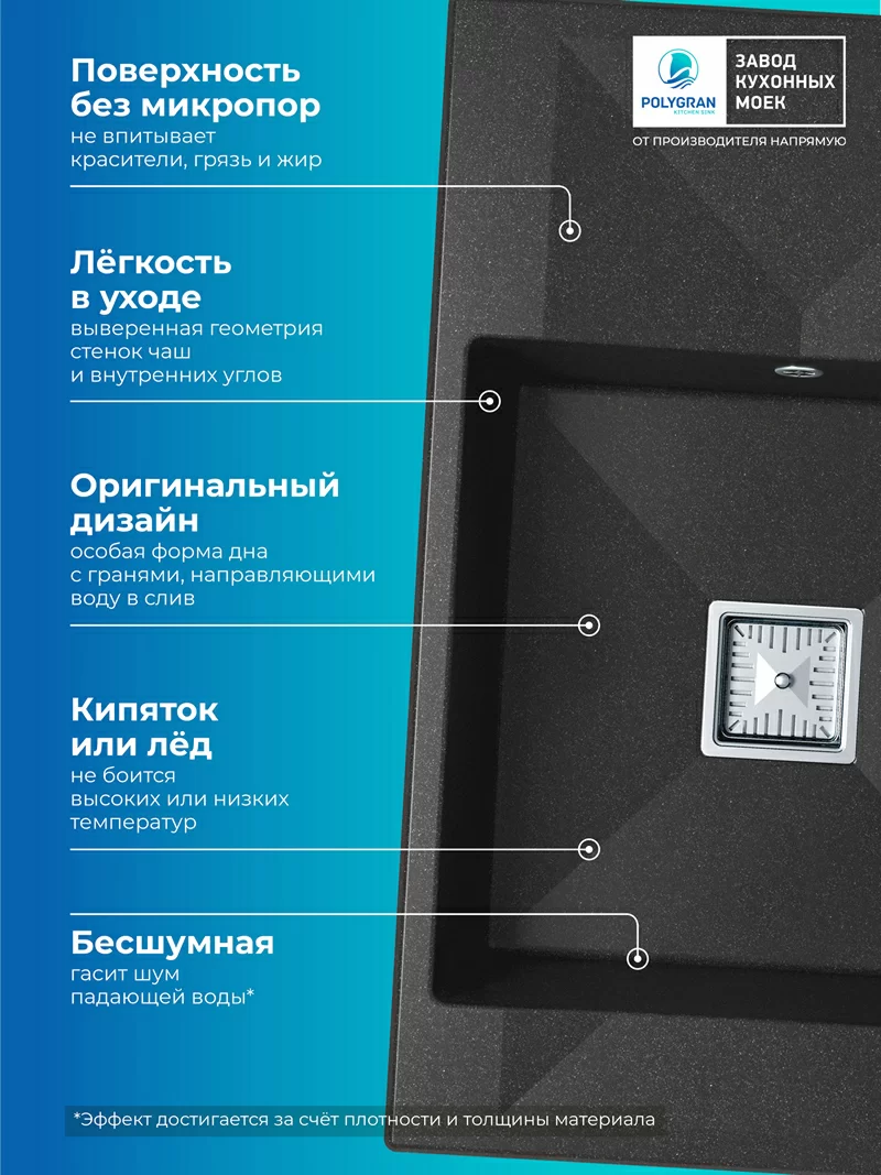 Кухонная мойка Polygran Blade-780 "Черный"