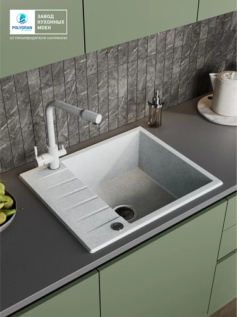 Кухонная мойка Polygran Deka-600 "Светло-Серый"