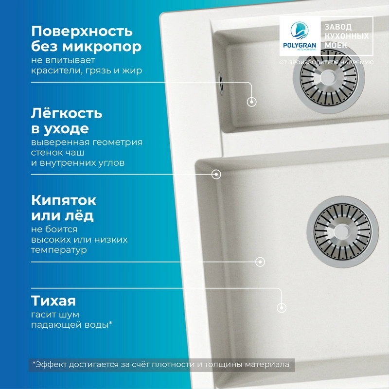Кухонная мойка Polygran Brig-620 "Белый Хлопок"