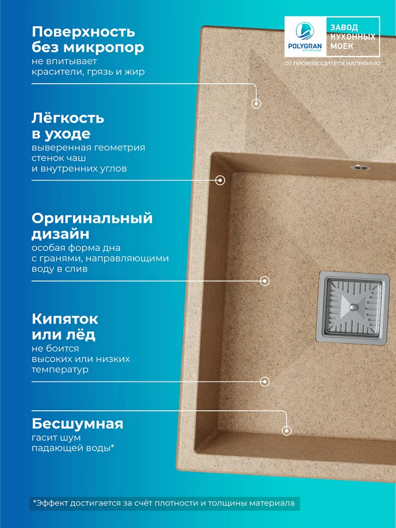 Кухонная мойка Polygran Blade-660 "Песочный"