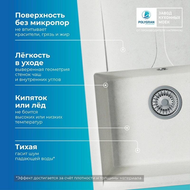 Кухонная мойка Polygran Gals-620 "Белый Хлопок"