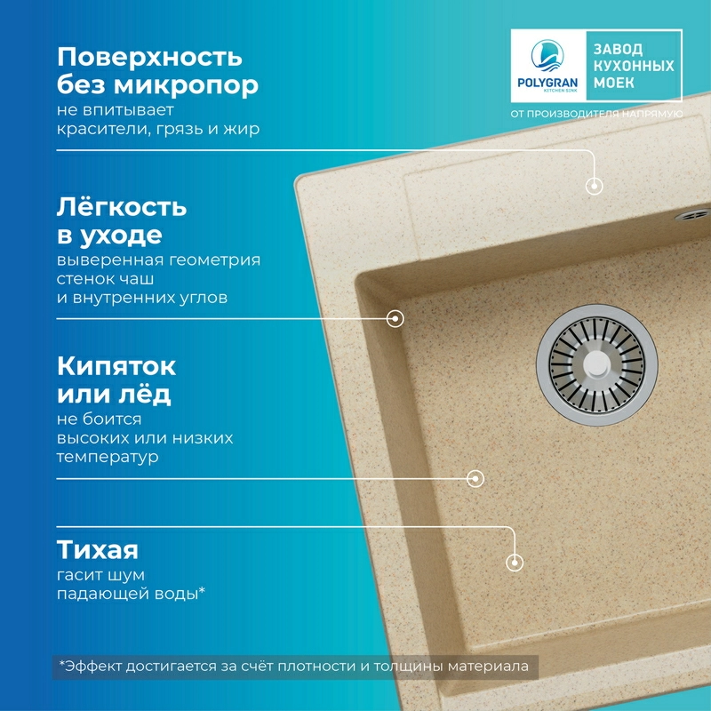 Кухонная мойка Polygran Argo-460 "Опал"