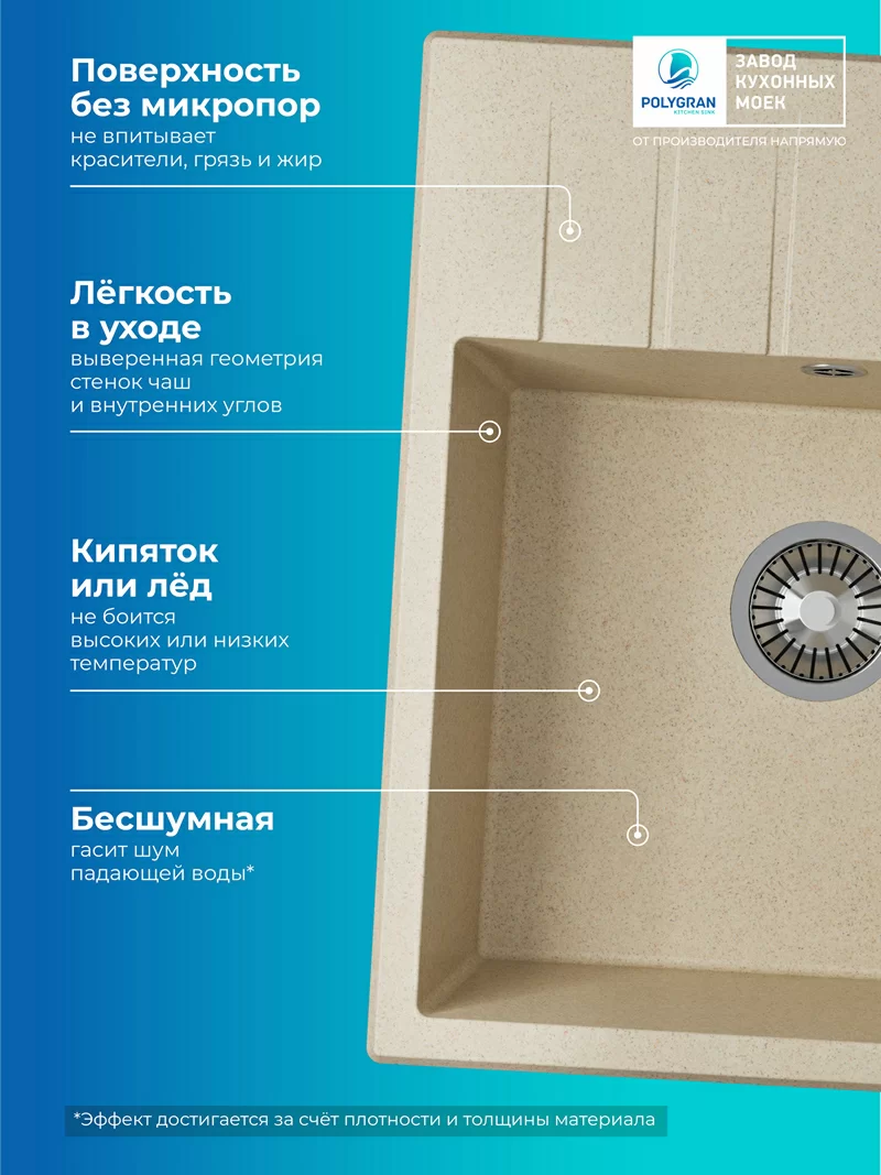 Кухонная мойка Polygran Deka-600 "Опал"