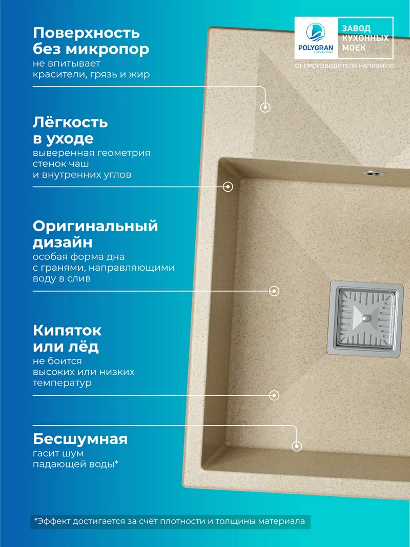 Кухонная мойка Polygran Blade-660 "Опал"