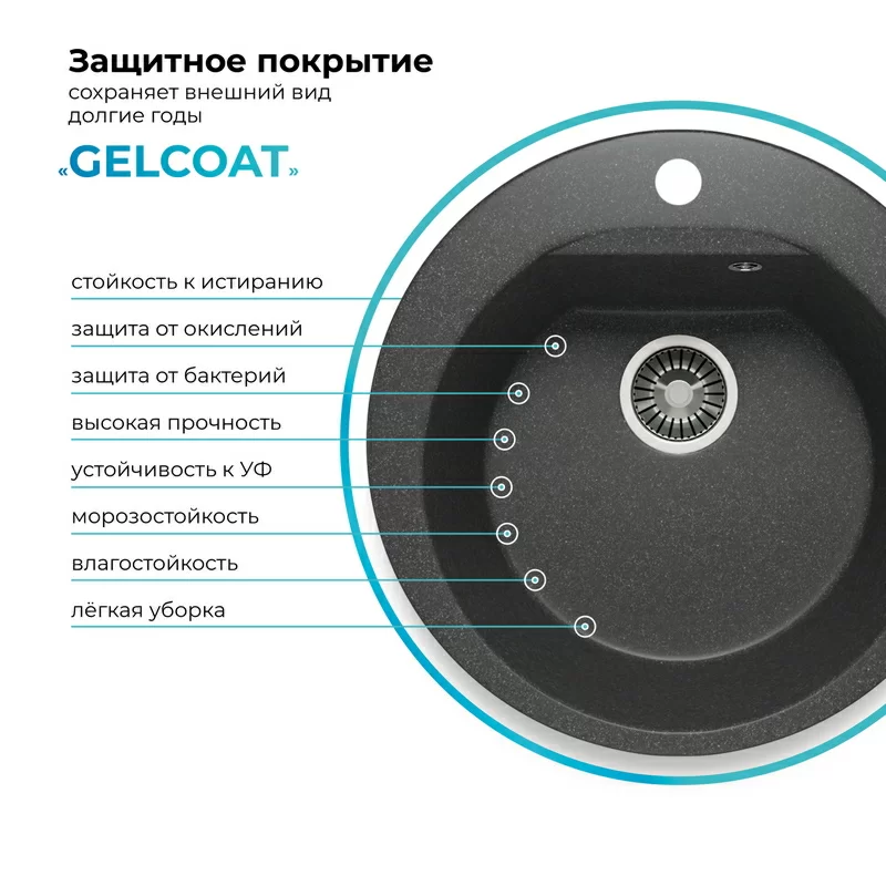 Кухонная мойка Polygran Atol-520 "Черный"