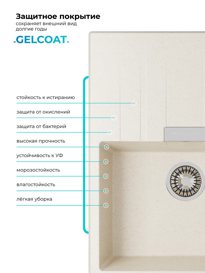 Мойка для кухни Polygran Loft-650 "Кремовый"