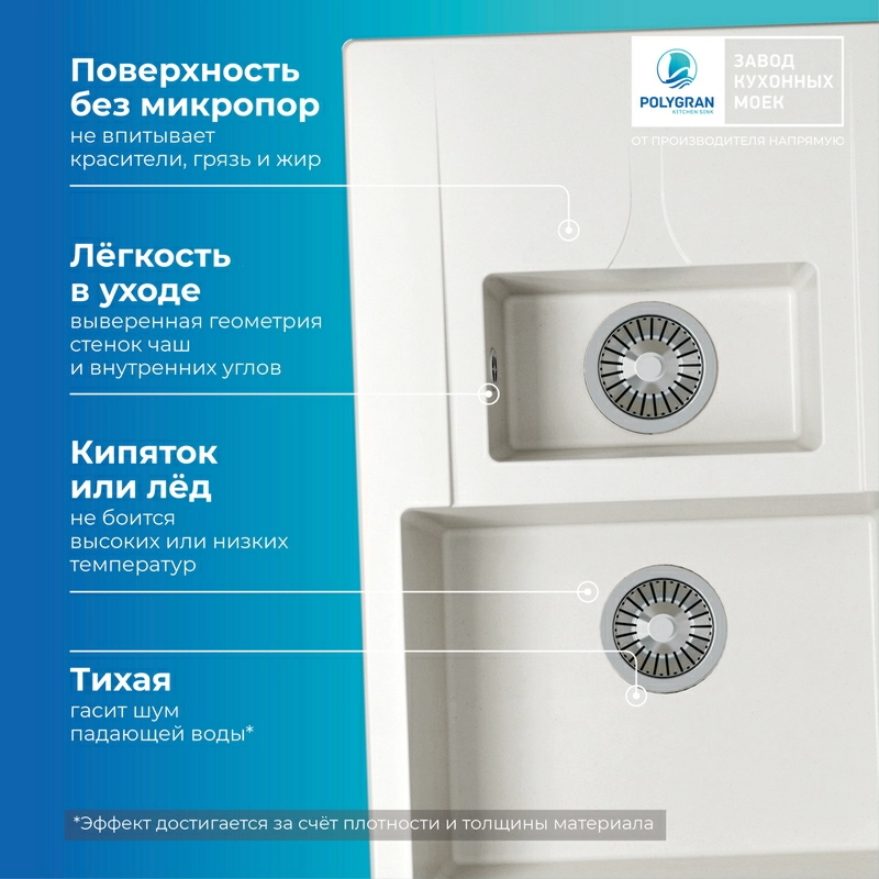 Кухонная мойка Polygran Brig-770 "Белый Хлопок"