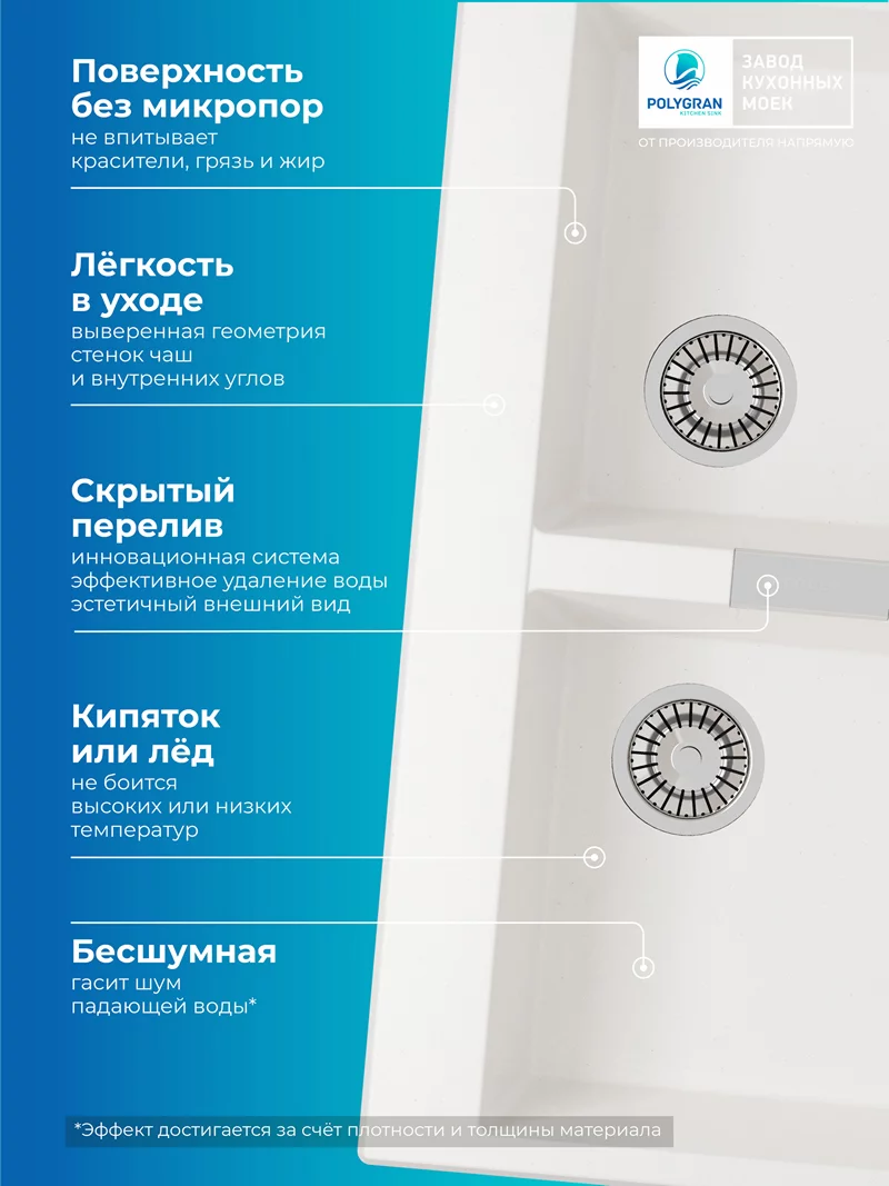 Мойка для кухни Polygran Loft-862 "Белый хлопок"