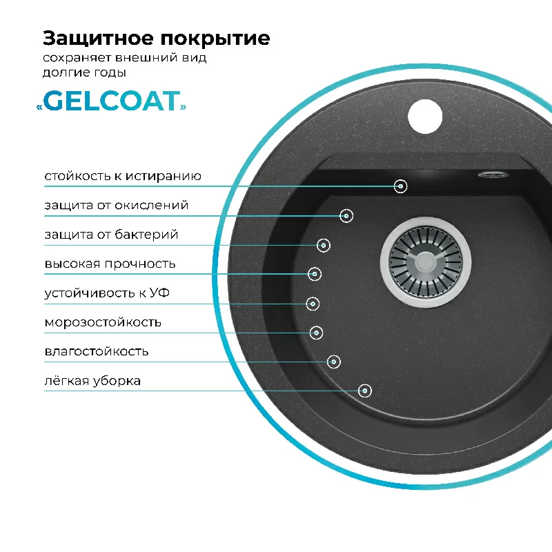 Кухонная мойка Polygran Atol-460 "Черный"