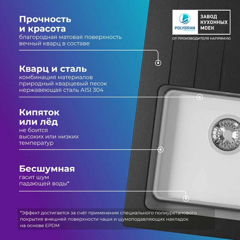 Кухонная мойка Tolero Twist-660 "Уголь"
