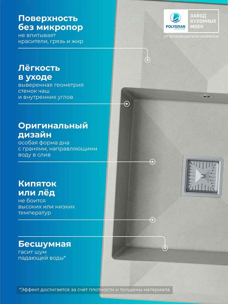 Кухонная мойка Polygran Blade-780 "Серый"