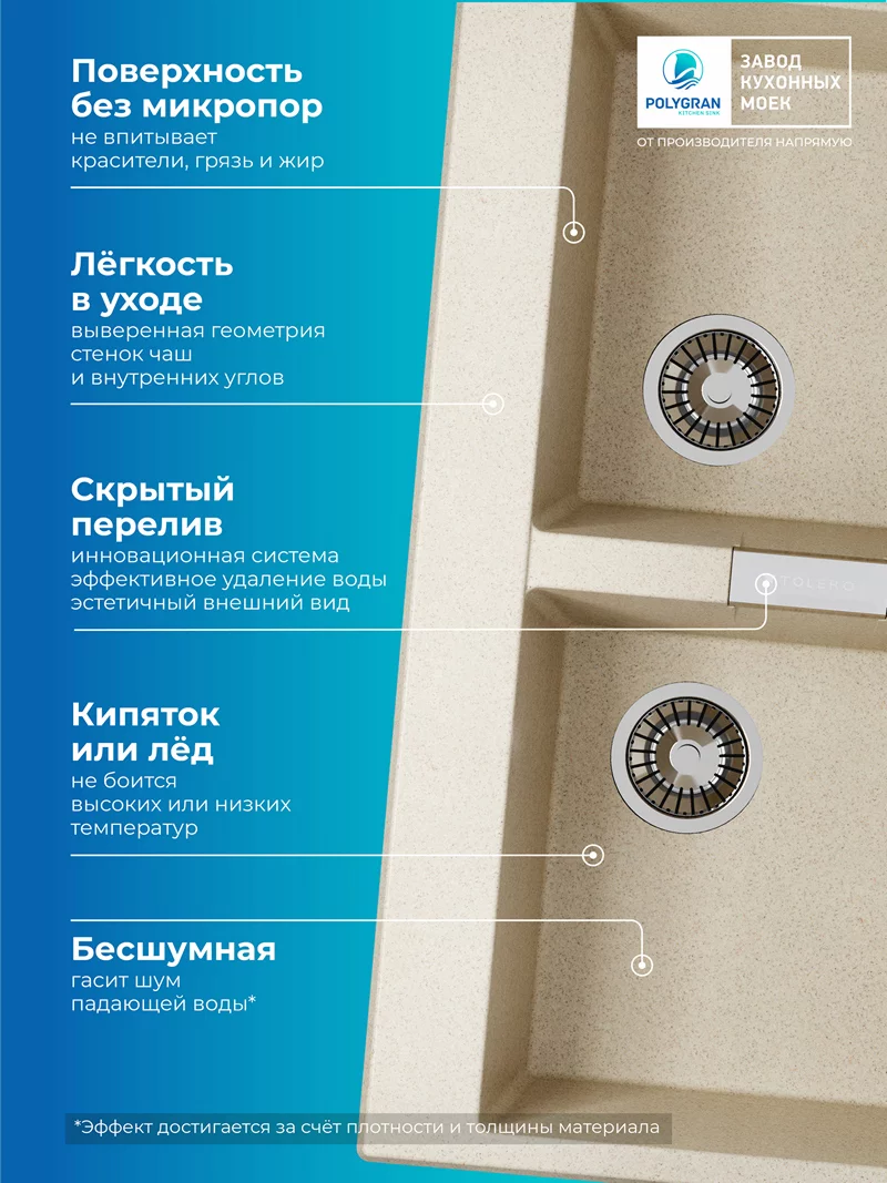 Мойка для кухни Polygran Loft-862 "Опал"