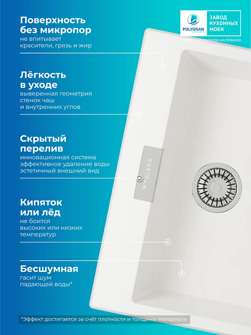 Кухонная мойка Polygran Loft-580 "Белый Хлопок"