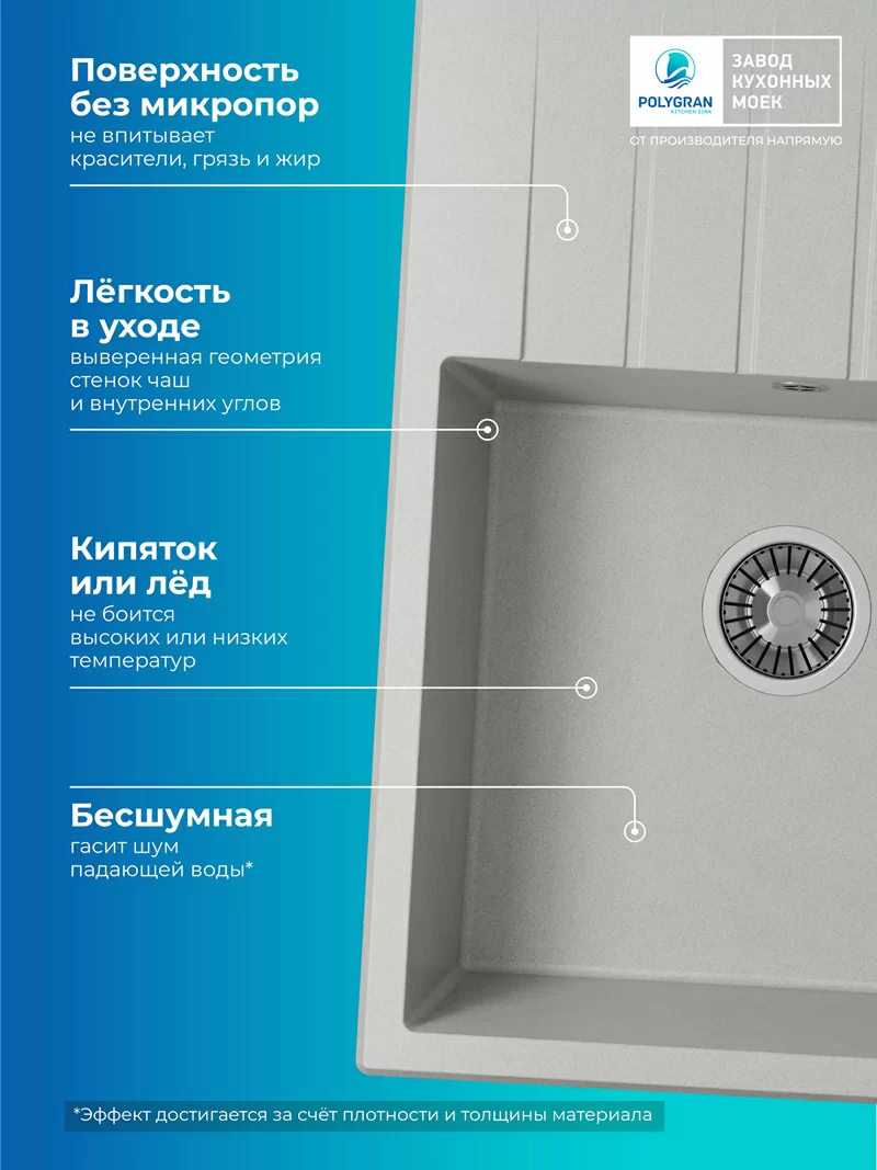 Кухонная мойка Polygran Deka-700 "Серый"