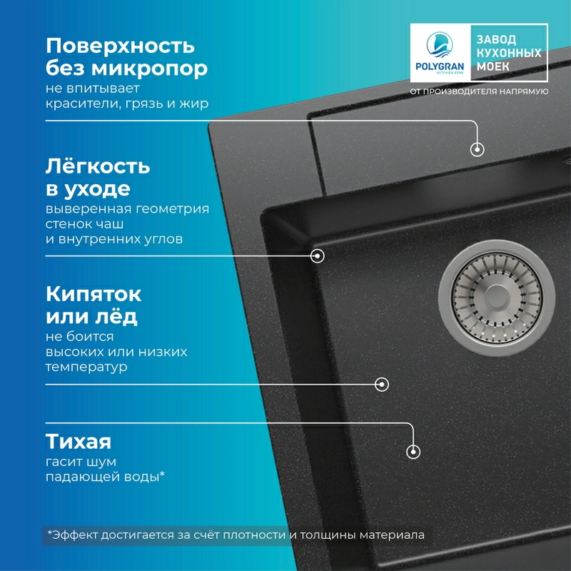 Кухонная мойка Polygran Argo-460 "Чёрный"