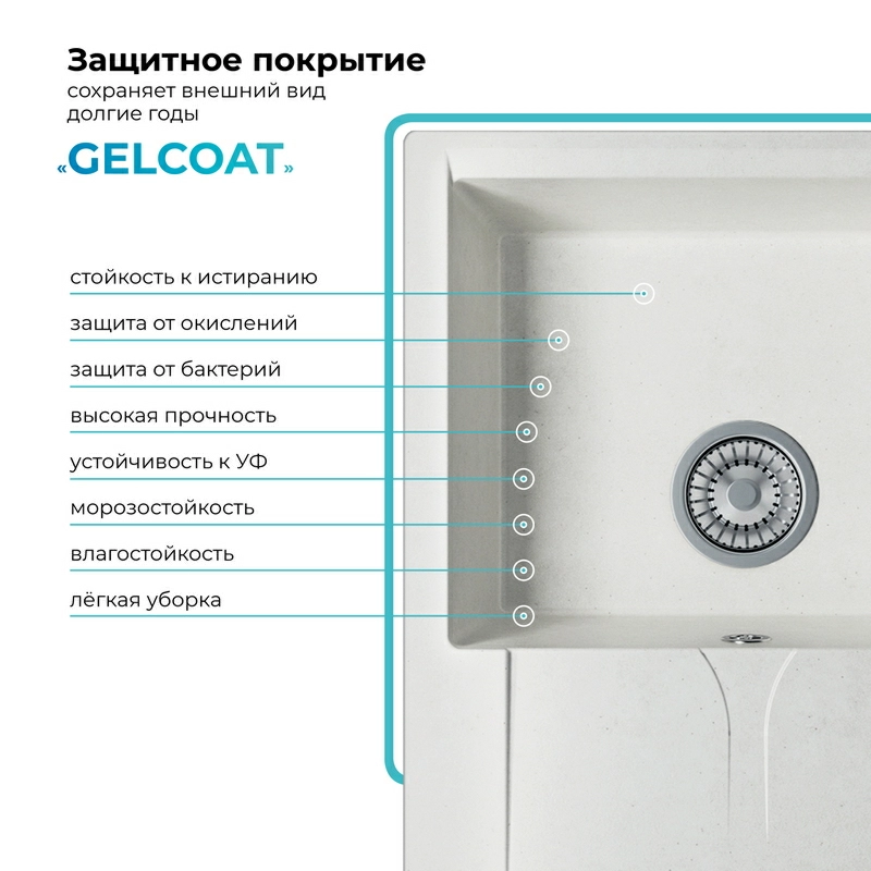 Кухонная мойка Polygran Gals-620 "Белый Хлопок"
