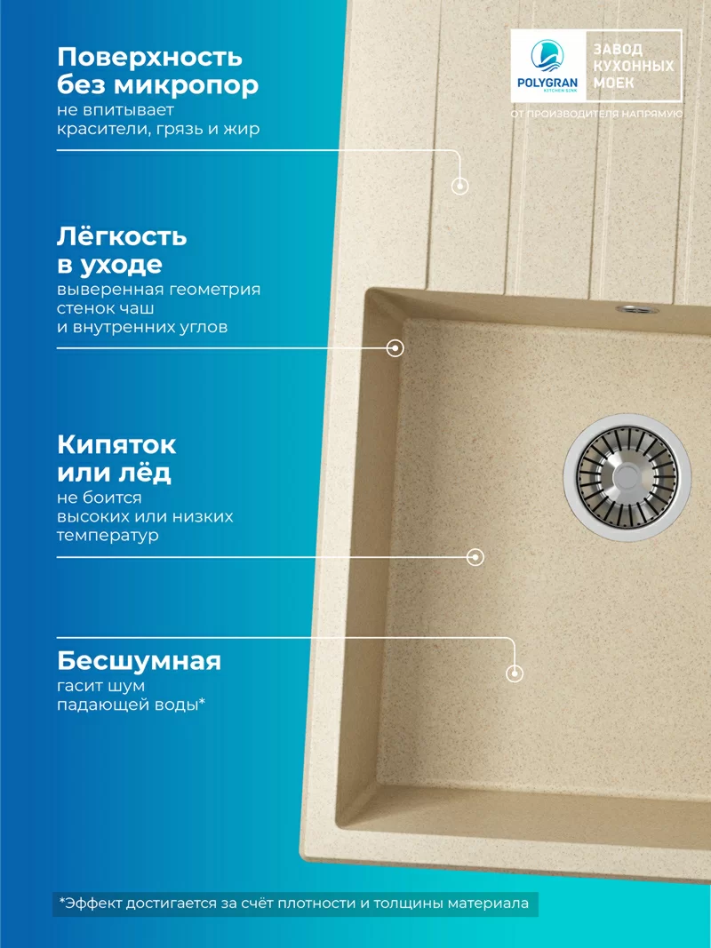 Кухонная мойка Polygran Deka-780 "Опал"