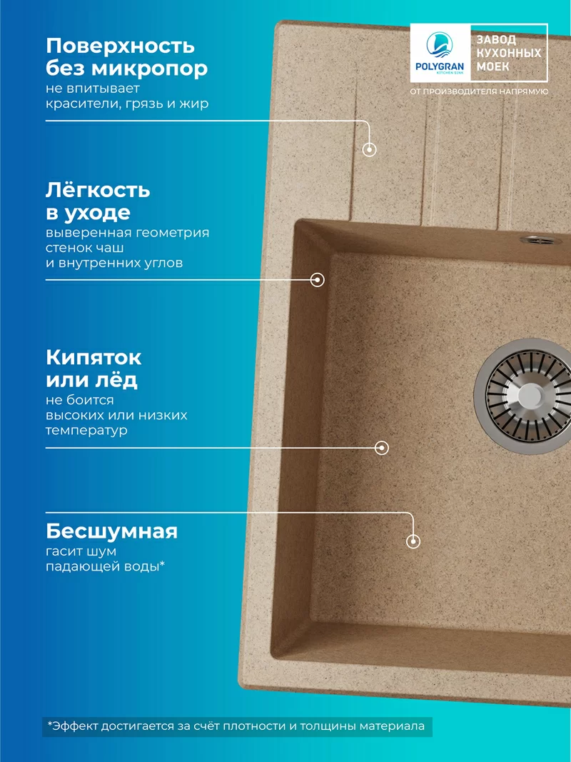 Кухонная мойка Polygran Deka-600 "Песочный"