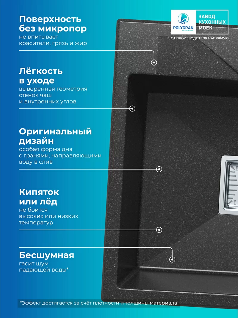 Кухонная мойка Polygran Blade-500 "Черный"