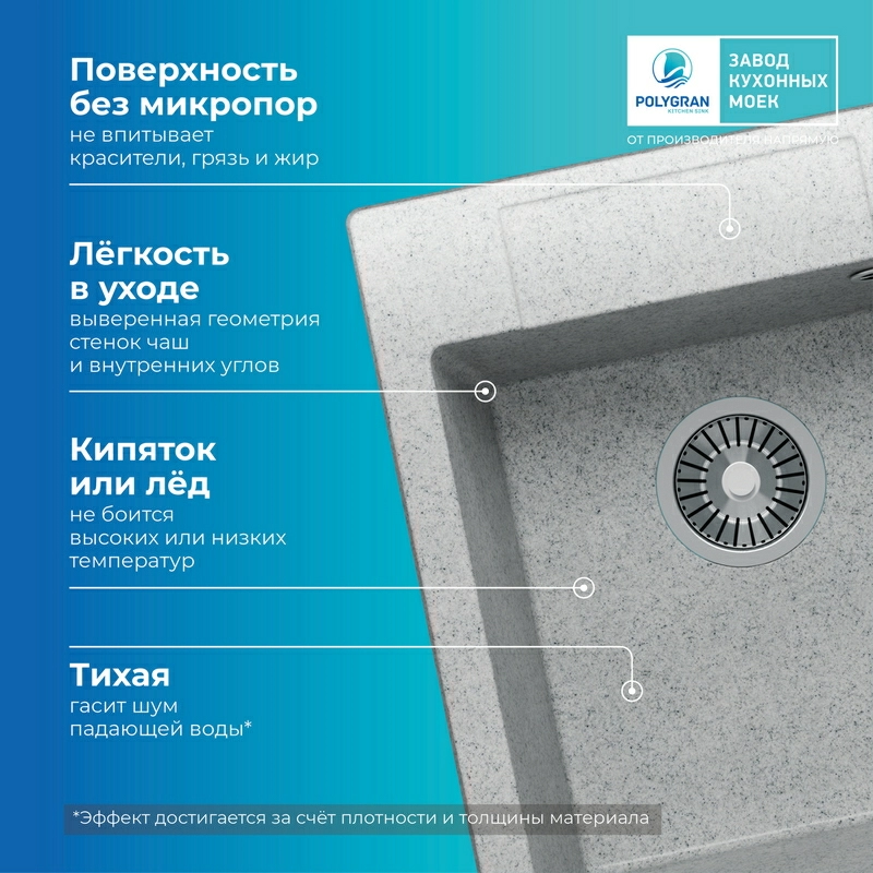 Кухонная мойка Polygran Argo-420 "Светло-серый"