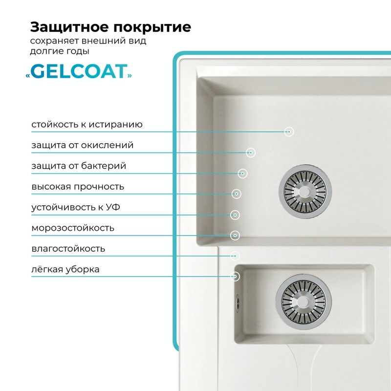 Кухонная мойка Polygran Brig-770 "Белый Хлопок"