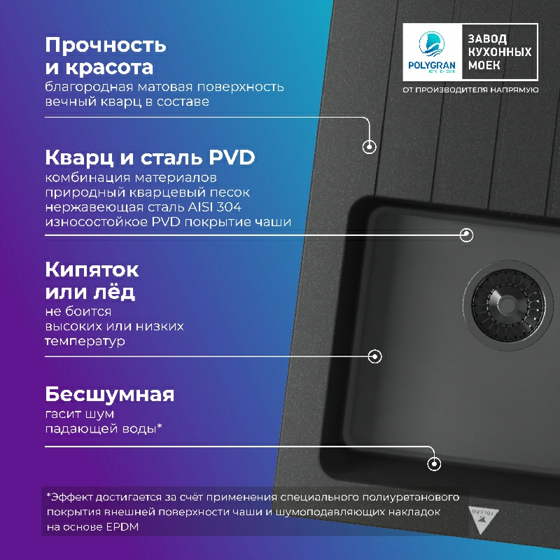 Кухонная мойка Tolero Twist-760 "Black Editon"