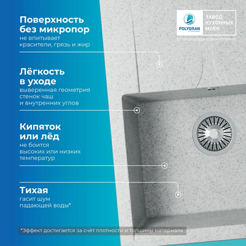 Кухонная мойка Polygran Gals-620 "Светло-Серый"