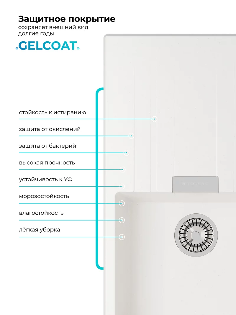 Мойка для кухни Polygran Loft-750 "Белый хлопок"