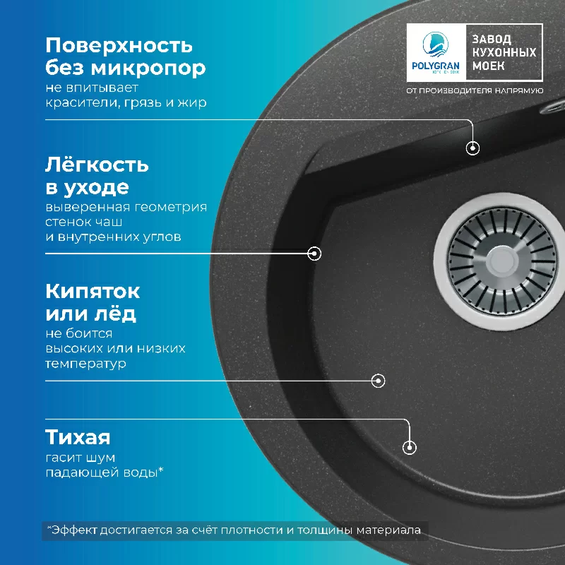 Кухонная мойка Polygran Atol-460 "Черный"