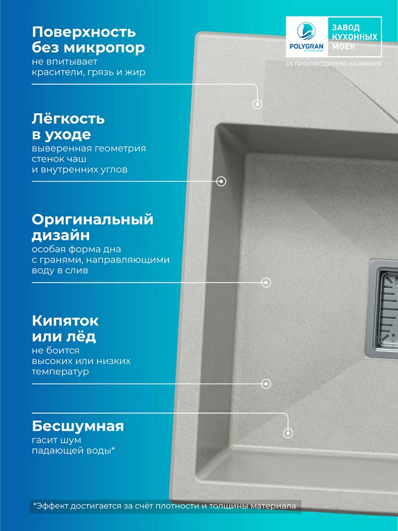 Кухонная мойка Polygran Blade-500 "Серый"