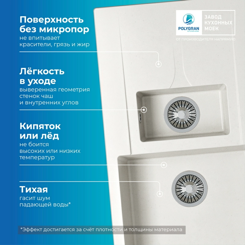 Кухонная мойка Polygran Brig-870 "Белый Хлопок"