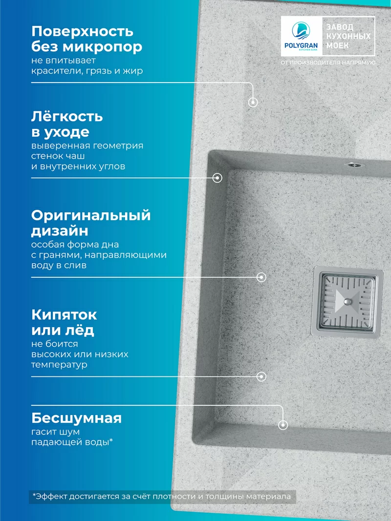 Кухонная мойка Polygran Blade-780 "Светло-серый"