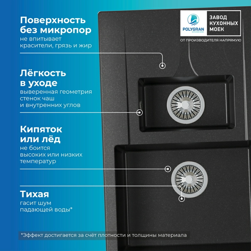 Кухонная мойка Polygran Brig-770 "Чёрный"
