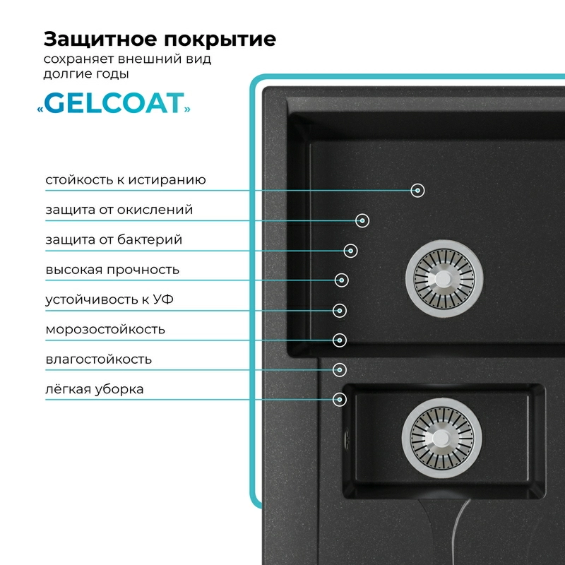 Кухонная мойка Polygran Brig-770 "Чёрный"