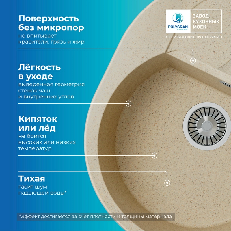 Кухонная мойка Polygran Atol-620 "Опал"