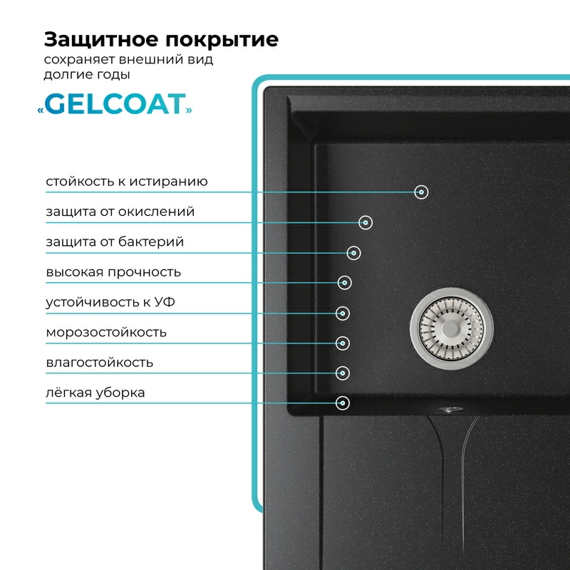Кухонная мойка Polygran Gals-760 "Чёрный"
