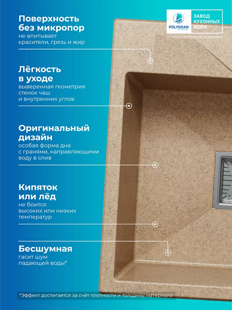 Кухонная мойка Polygran Blade-500 "Песочный