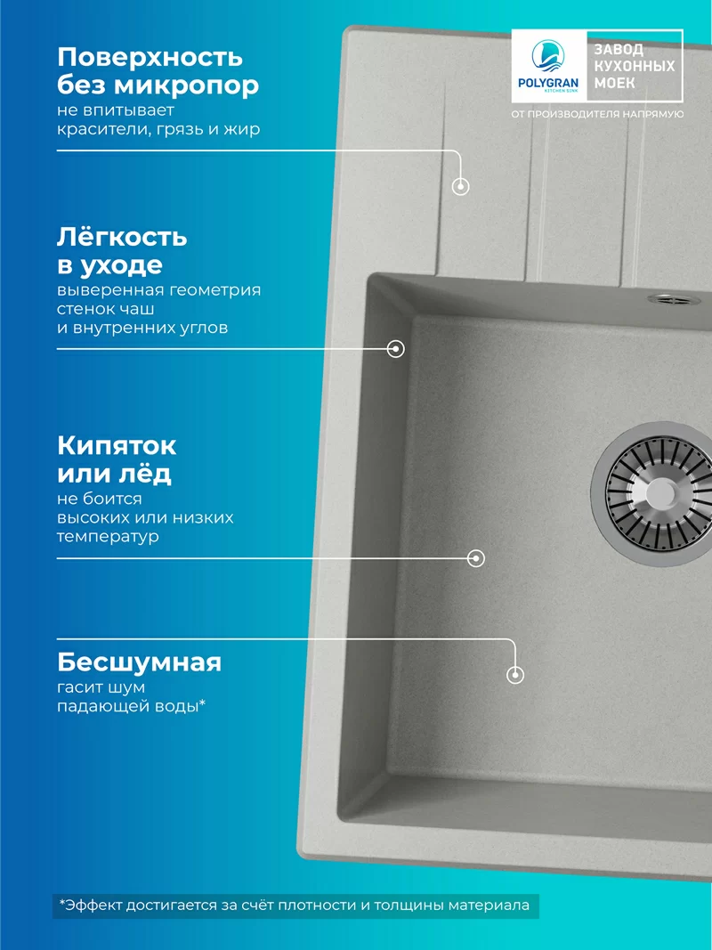Кухонная мойка Polygran Deka-600 "Серый"