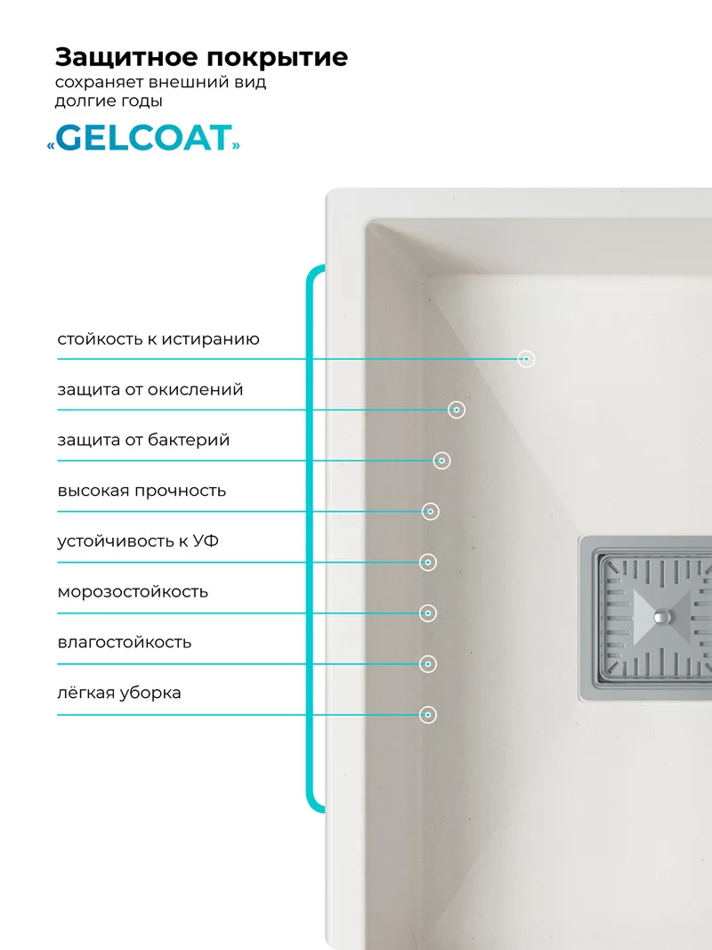 Кухонная мойка Polygran Blade-550 "Белый хлопок"