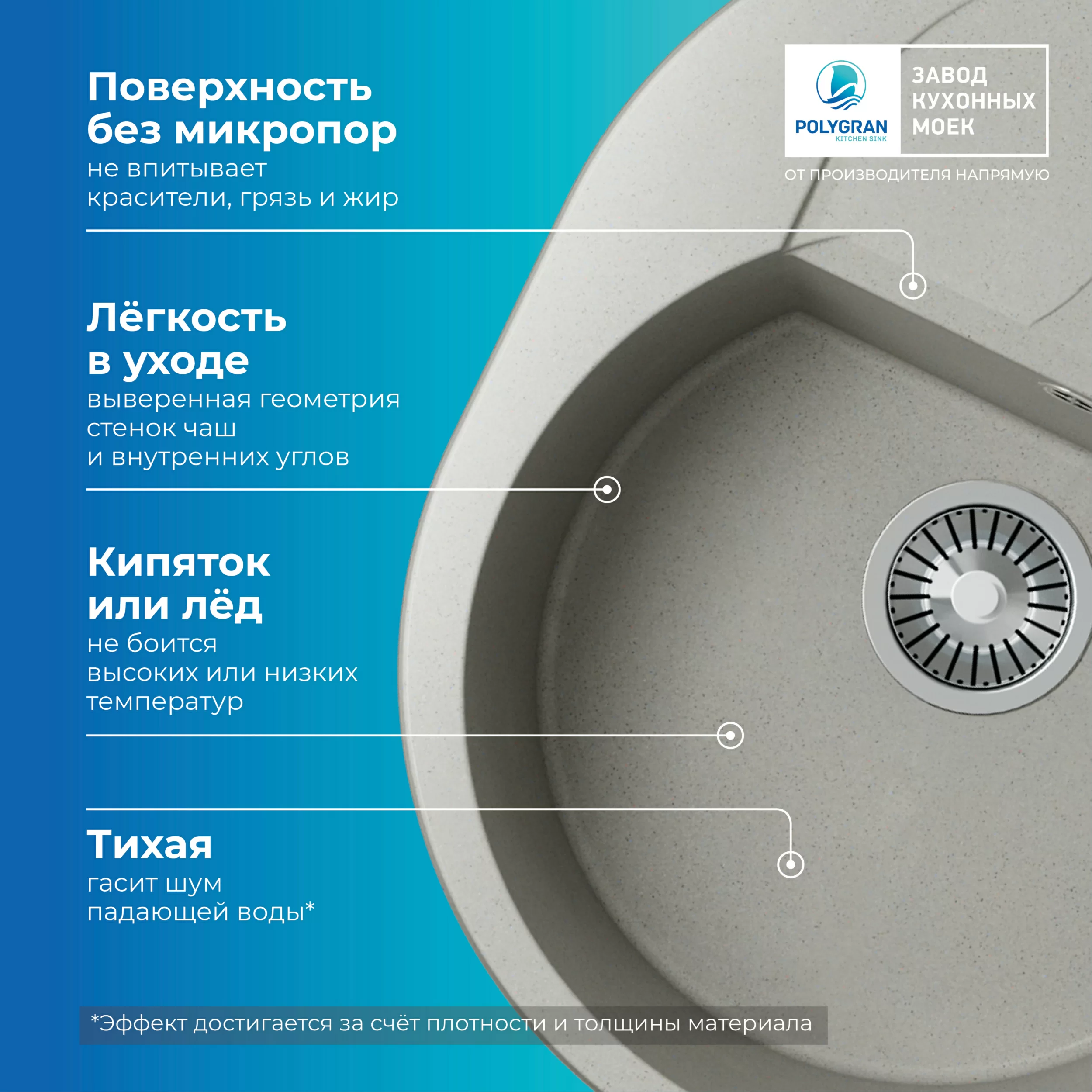 Кухонная мойка Polygran Atol-620 "Серый"