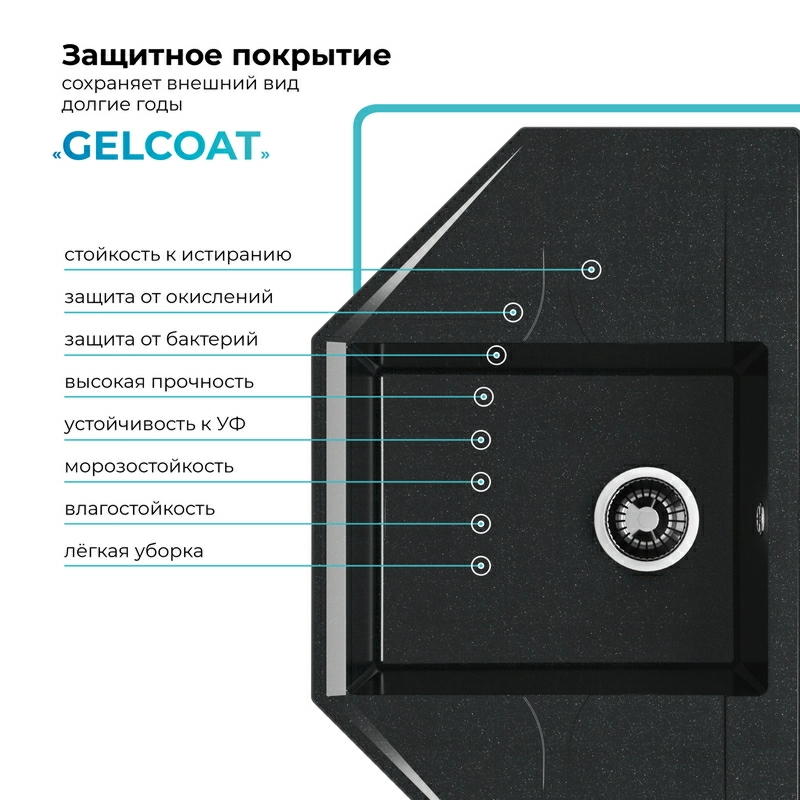 Кухонная мойка Polygran Riff-800 "Космос"