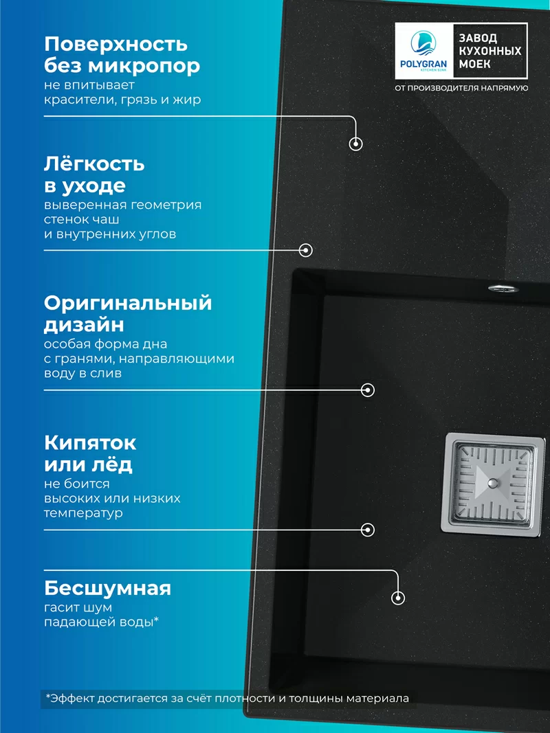 Кухонная мойка Polygran Blade-760 "Космос"