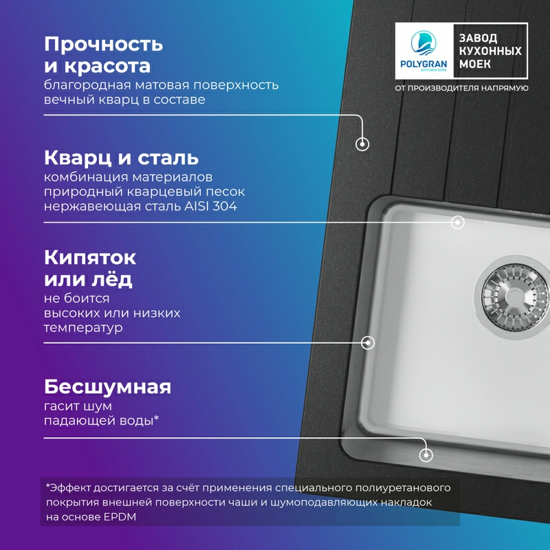 Кухонная мойка Tolero Twist-760 "Уголь"