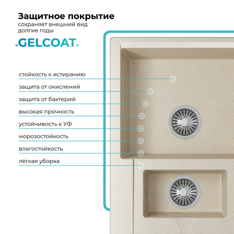 Кухонная мойка Polygran Brig-870 "Кремовый"