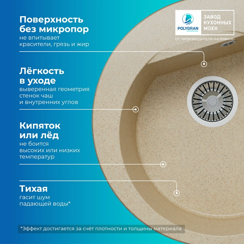 Кухонная мойка Polygran Atol-520 "Опал"